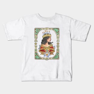 Evergreen Lady Goddess Saint Lucy Inspired Art Nouveau Christmas Spirits of Winter Series Kids T-Shirt